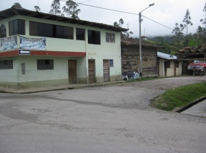 Looking NE from the corner of Jiron Amazonas and Jiron Jose Olaya, you can see our house to the right of the white blg. and Mirador Restaurant